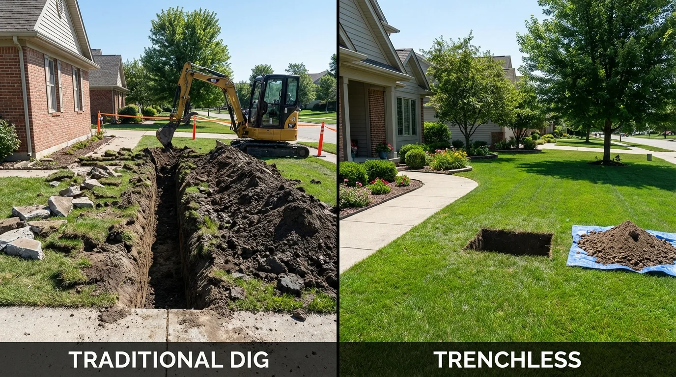 Trenchless sewer repair with minimal yard damage versus traditional excavation in Bonifay, FL